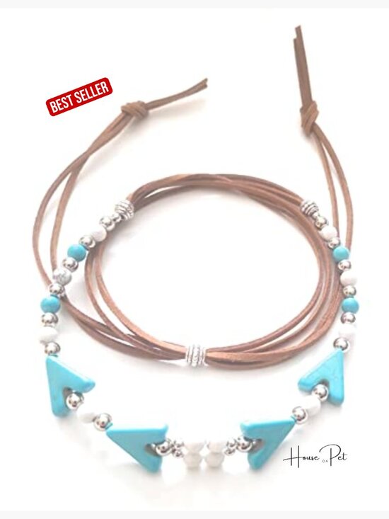Handmade Cowboy Hat Band with Turquoise and Howlite Beads main image 4